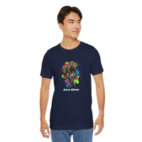 DailyThreadCo. navy blue 100% cotton t-shirt with 'Zero Given' graphic of a honey badger lifting a bear, set against colorful paint splashes.