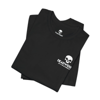DailyThreadCo. black cotton gym t-shirt with white skull logo and Deadweight branding on the chest.