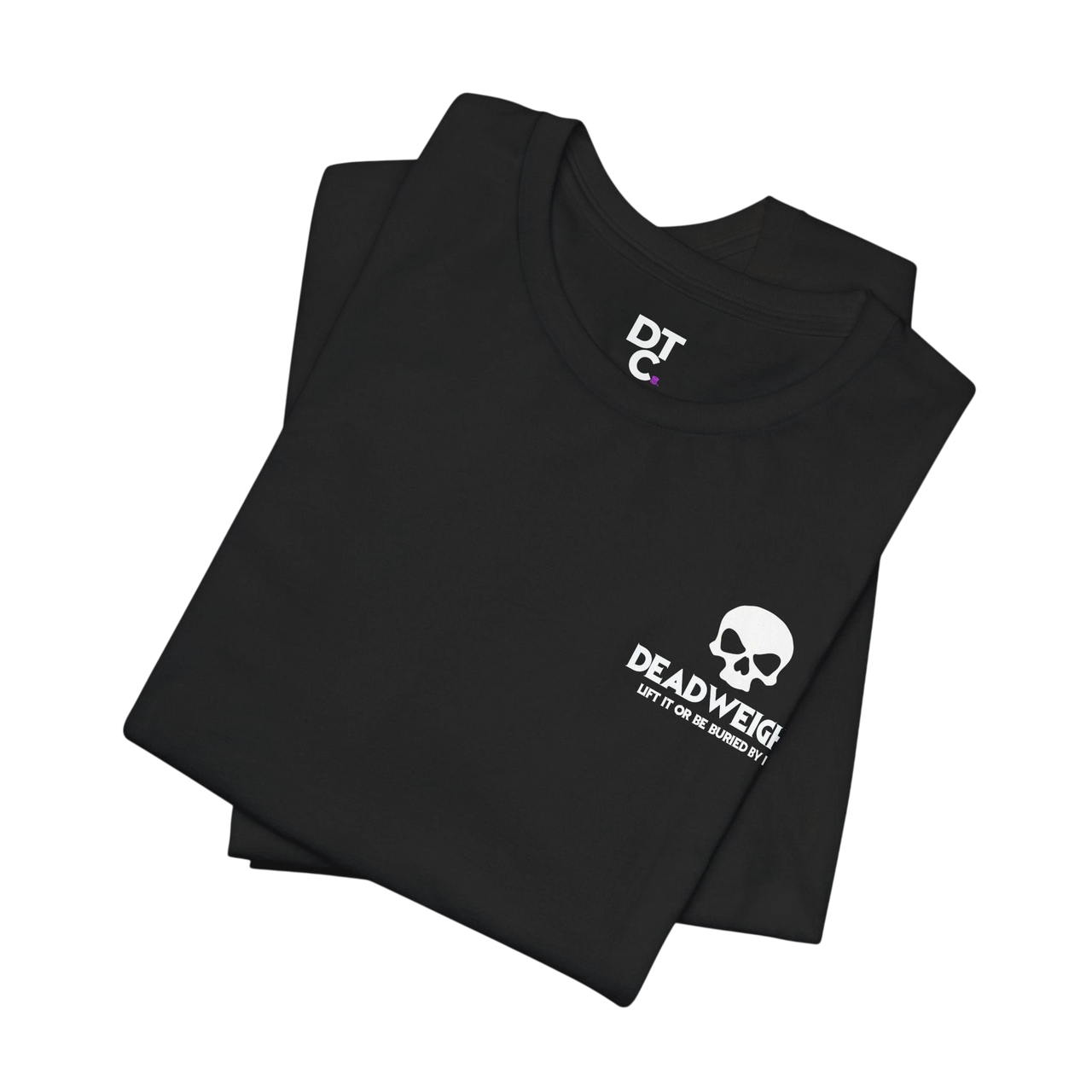 DailyThreadCo. black cotton gym t-shirt featuring a white skull chest graphic and motivational text.