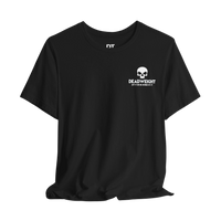 DailyThreadCo. black cotton t-shirt with a white skull logo and Deadweight text on the chest for gym and casual wear.