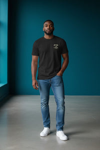 DailyThreadCo. black 100% cotton t-shirt with skeleton deadlifting graphic and 