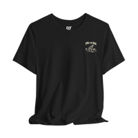 DailyThreadCo. black 100% cotton t-shirt with a skeleton deadlifting graphic and 