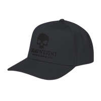 DailyThreadCo. black structured 5-panel baseball cap with embroidered skull and Deadweight text on the front.