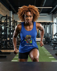 DailyThreadCo. blue cotton graphic tank top with bear and panda art and 