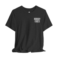 DailyThreadCo. charcoal grey cotton graphic t-shirt with Nobody Cares print on the chest, crew neck, retail fit.