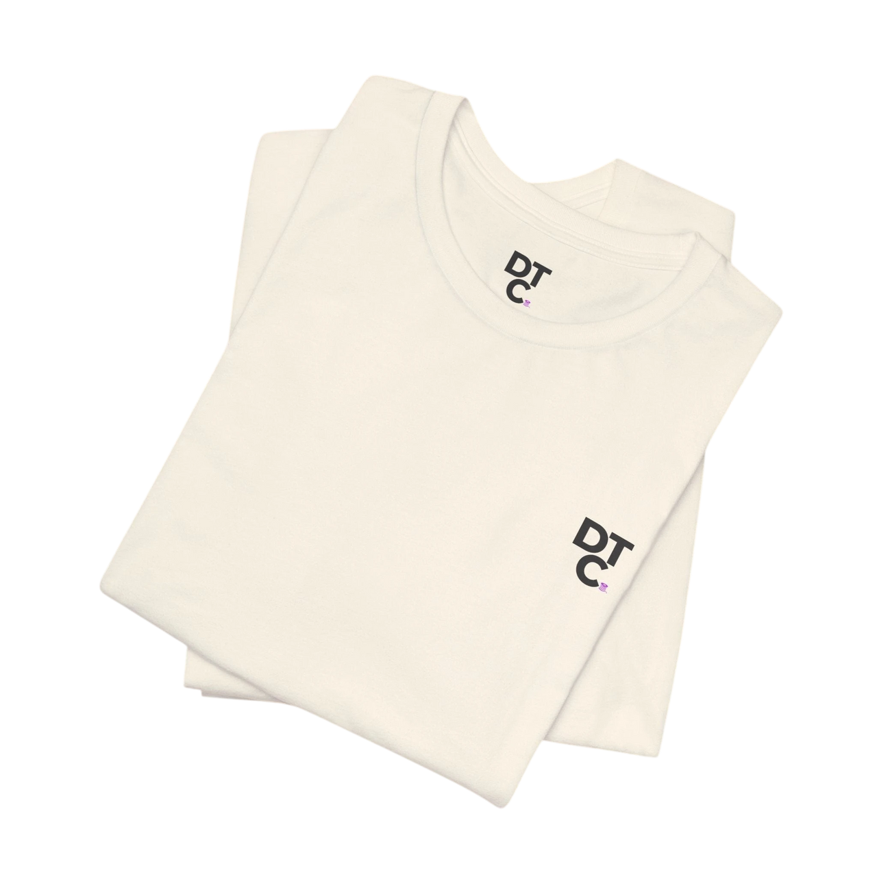 DailyThreadCo. cream cotton t-shirt with crew neck and small DTC logo on chest. Lightweight and breathable, ideal for fitness.