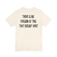 DailyThreadCo. cream 100% cotton t-shirt with distressed text graphic on back.