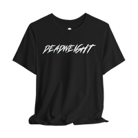DailyThreadCo. black crew-neck gym t-shirt with white jagged DEADWEIGHT text graphic on the chest.