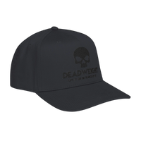 DailyThreadCo. structured mid-profile baseball cap in charcoal grey with a black embroidered skull and Deadweight logo.