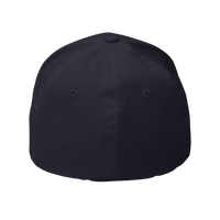 DailyThreadCo. structured Flexfit cap in dark twill with a mid-profile design and curved visor.