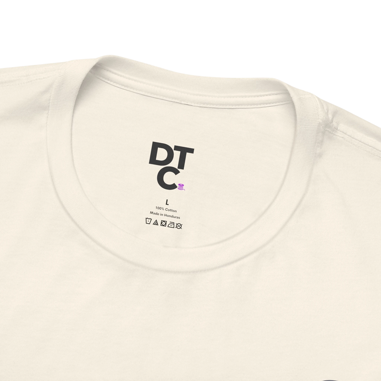 DailyThreadCo. cream 100% cotton t-shirt with Gothic church graphic on back and small chest mark. Size L.