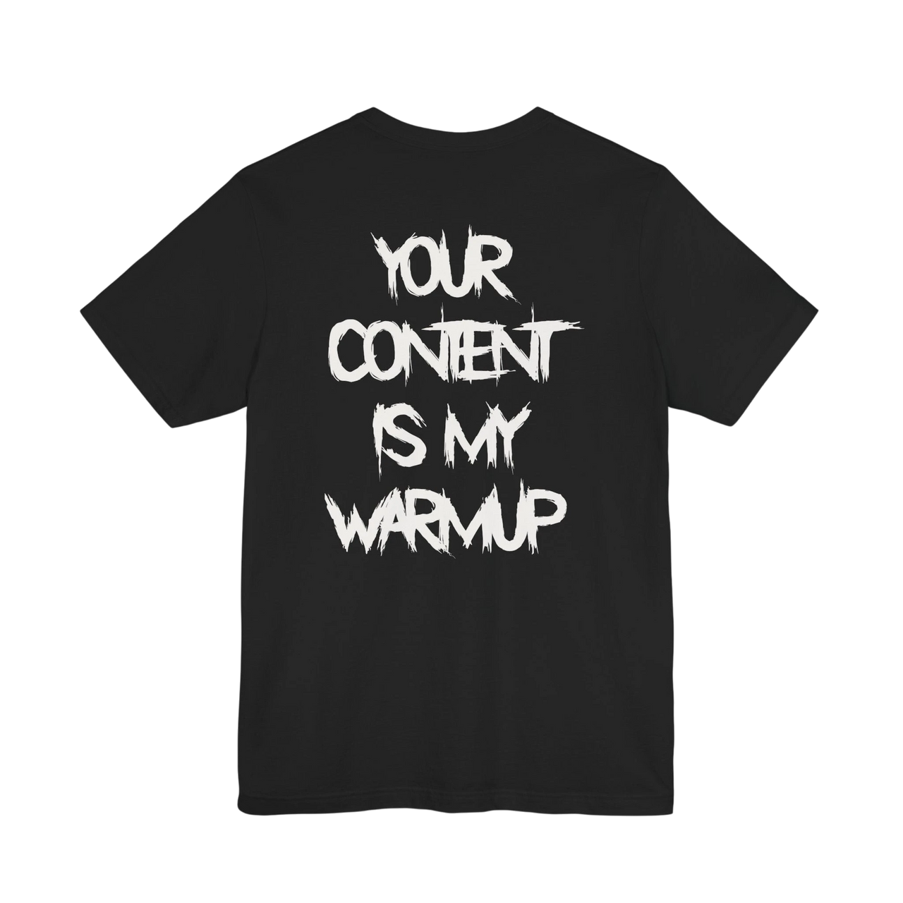 DailyThreadCo. black cotton gym t-shirt featuring bold white distressed typography on the back.