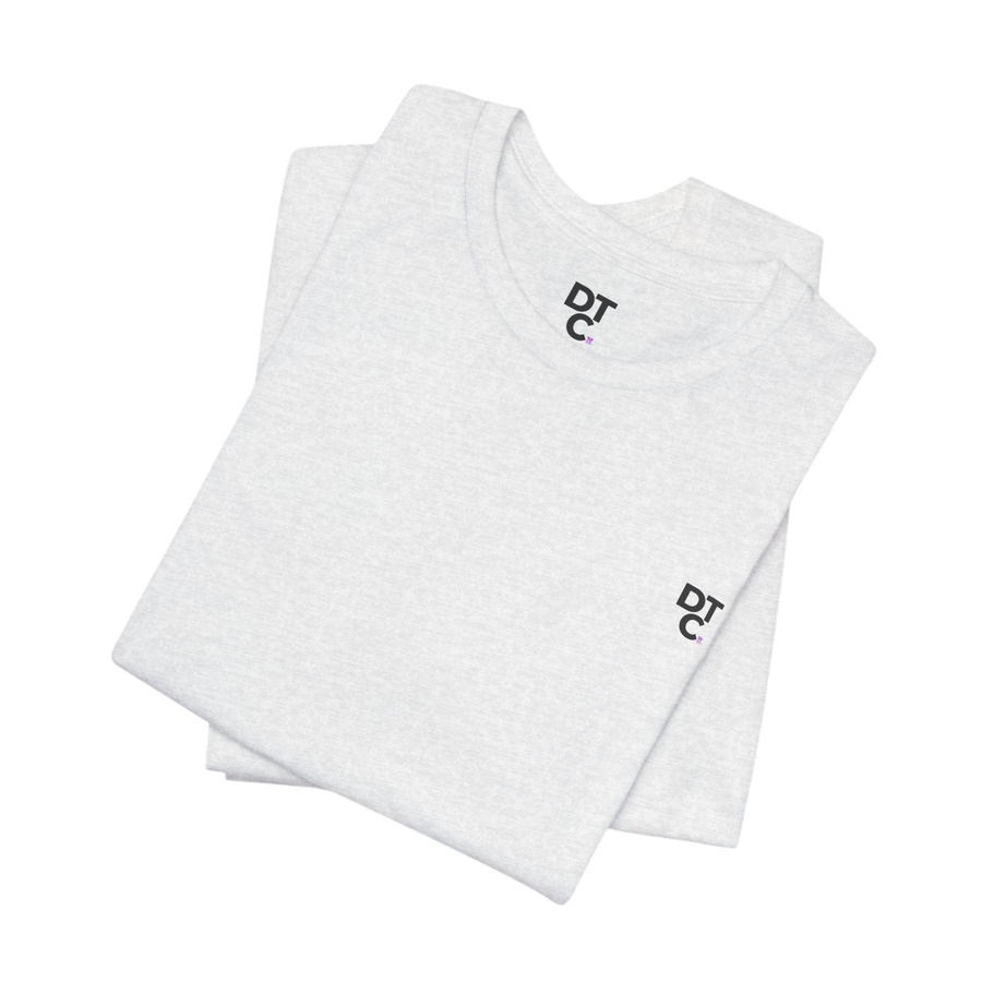 DailyThreadCo. heather grey 100% cotton t-shirt with crew neck and small DTC logo on chest.