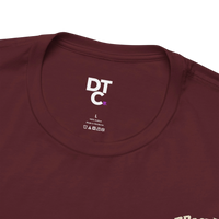 DailyThreadCo. maroon 100% cotton t-shirt with skeleton deadlifting graphic and 