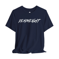 DailyThreadCo. navy blue crew-neck gym t-shirt with white jagged DEADWEIGHT text printed on the chest.