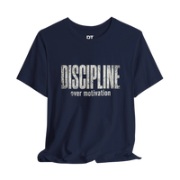 DailyThreadCo. navy blue 100% cotton t-shirt with distressed white text reading 