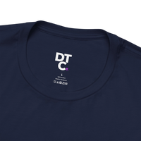 DailyThreadCo. navy blue 100% cotton t-shirt with 'Zero Given' graphic and size L label.