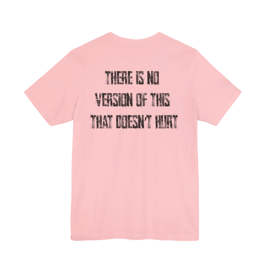 DailyThreadCo. pink 100% cotton t-shirt with distressed text graphic on back