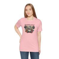 DailyThreadCo. pink 100% cotton t-shirt with a graphic of a possum lifting a barbell and the text 