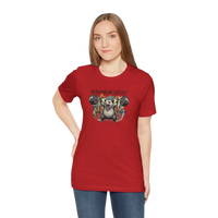 DailyThreadCo red 100% cotton t-shirt with a graphic of a possum lifting a barbell and the text 