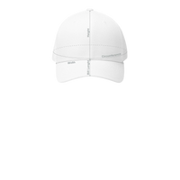 DailyThreadCo. structured Flexfit cap with distressed skull embroidery and silver undervisor in a mid-profile design.