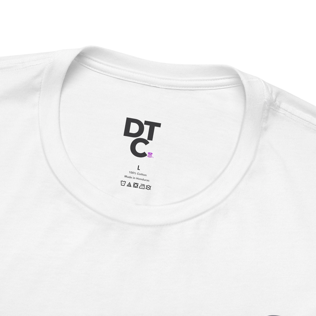 DailyThreadCo. white 100% cotton t-shirt with Gothic church graphic on back and small chest mark.