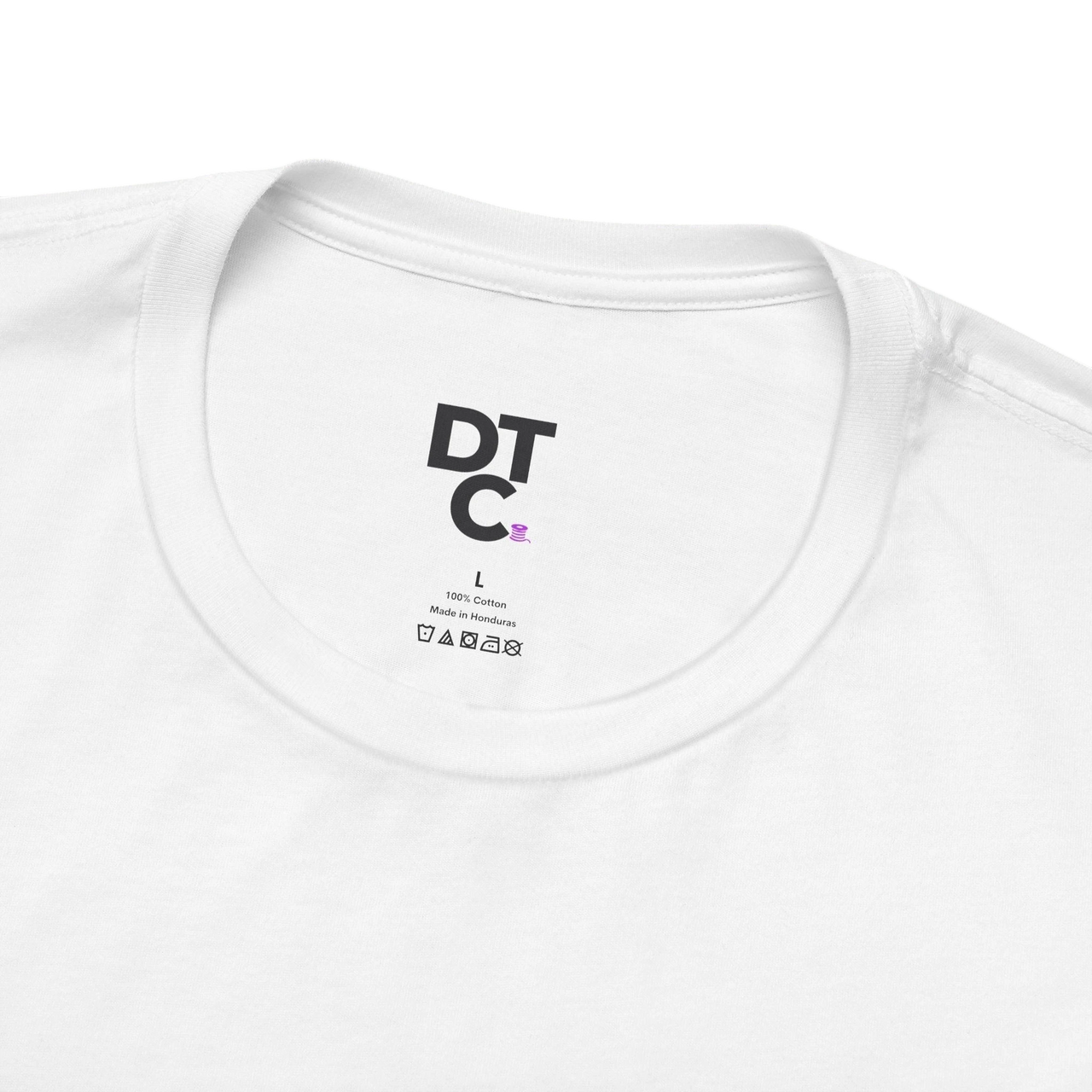 DailyThreadCo. white 100% cotton t-shirt with 'Zero Given' graphic and size L label.