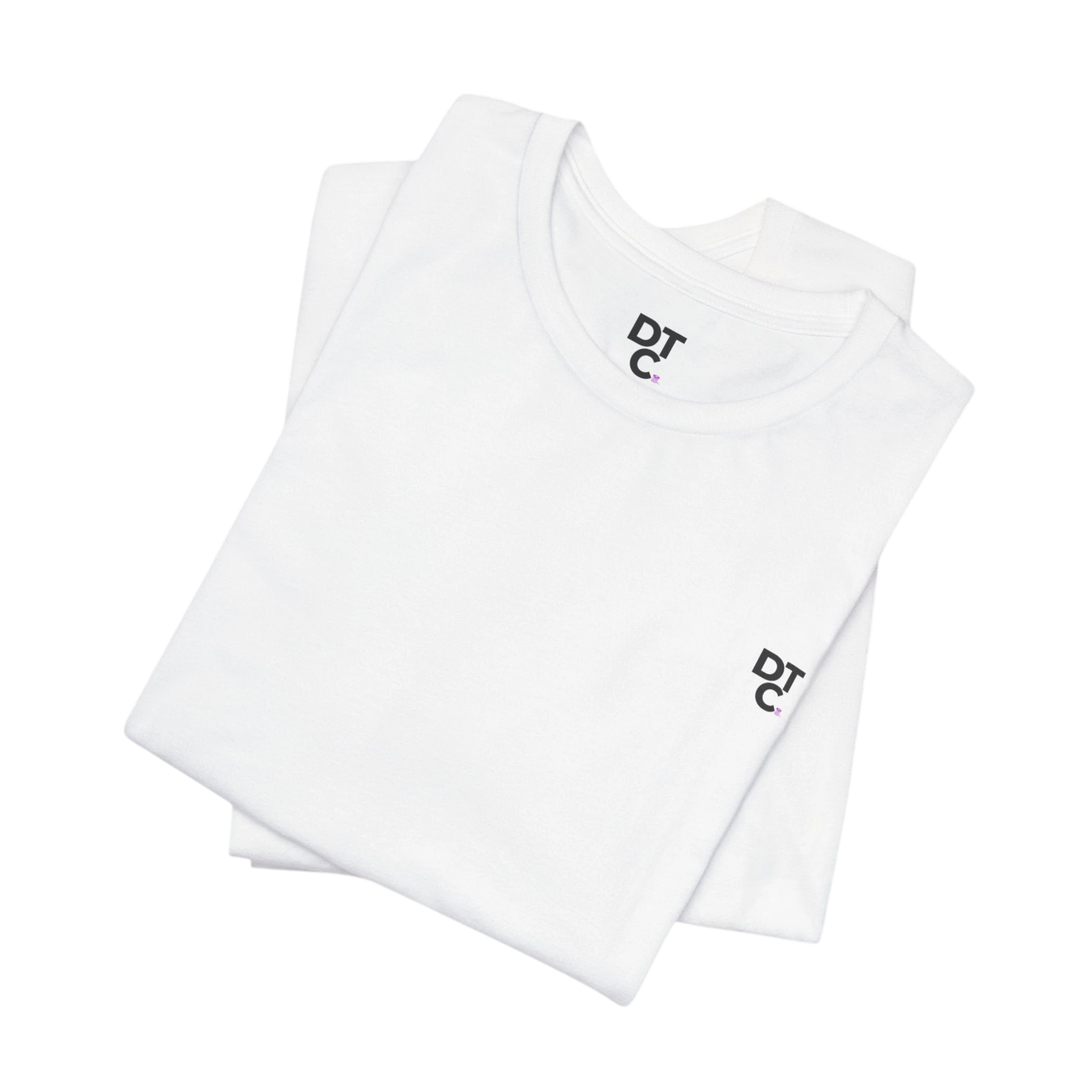 DailyThreadCo. white 100% cotton t-shirt with crew neck and small DTC logo on chest.